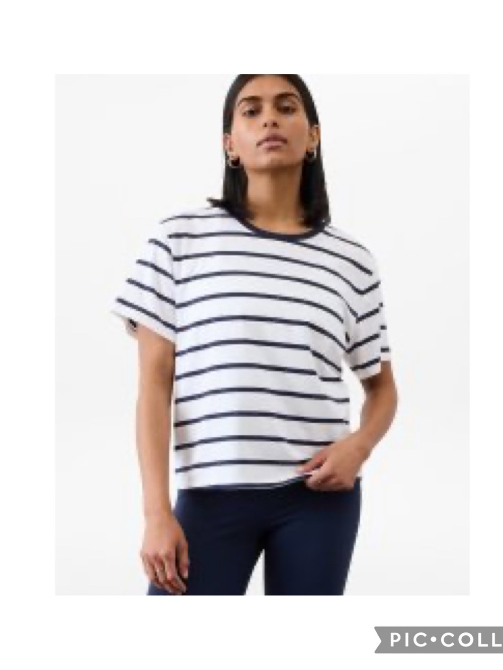 Striped Boxy Tee - White & Navy xl tall